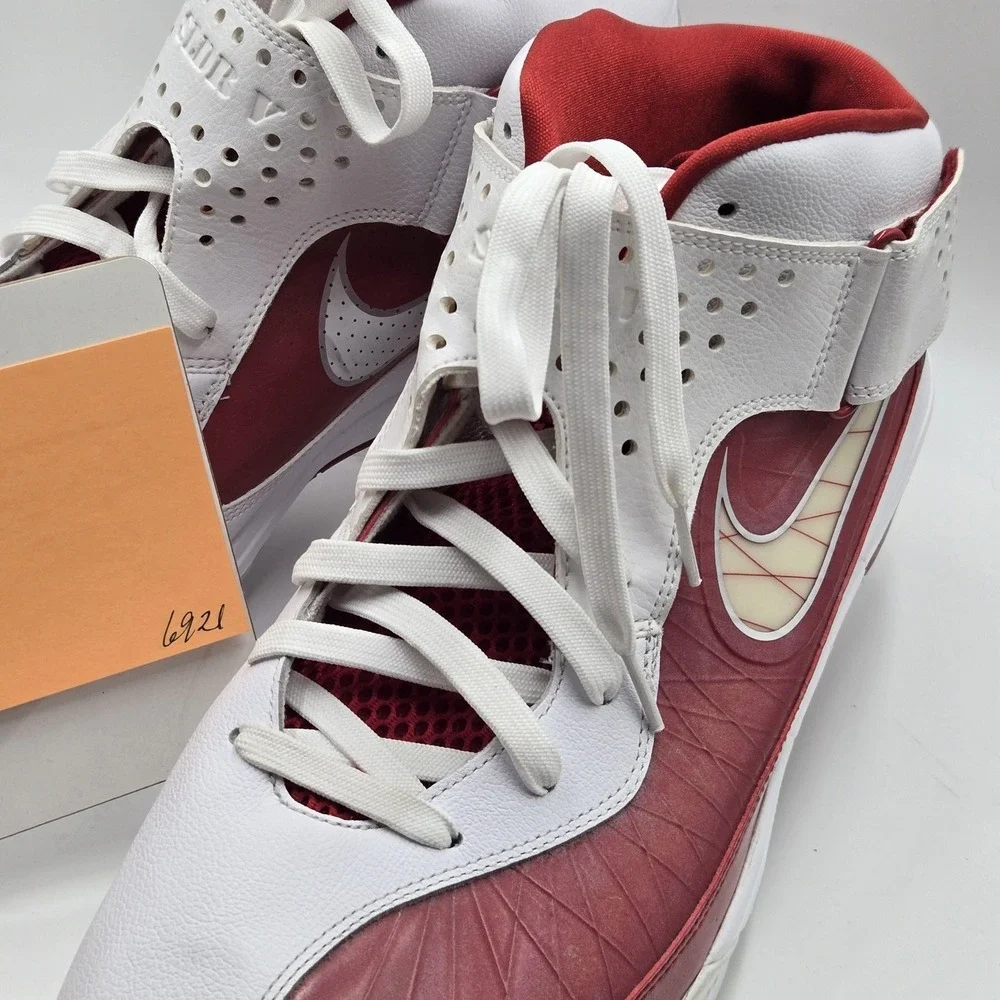 Nike LeBron Shoes Mens Size 18 White Red Mid Top Basketball 454141-105 Sneakers